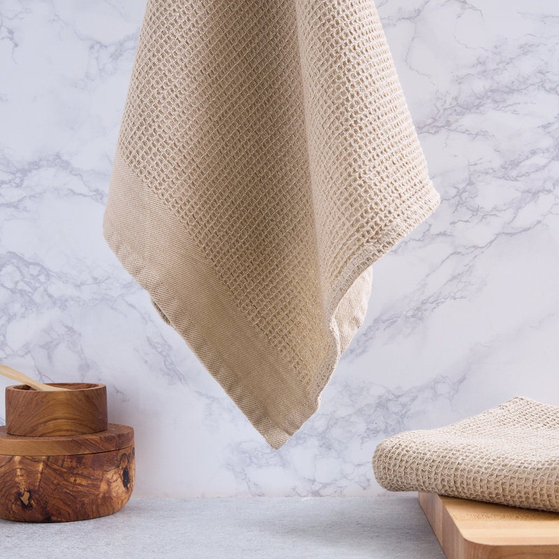 Washed Waffle Dishtowel Set/2, Beige