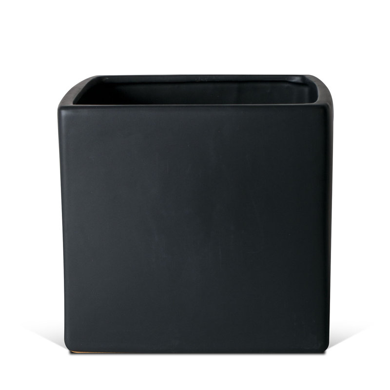 Boîte à fleurs carrée en céramique Lonsdale, H 8 po x l 8 po x P 8 po, Noir