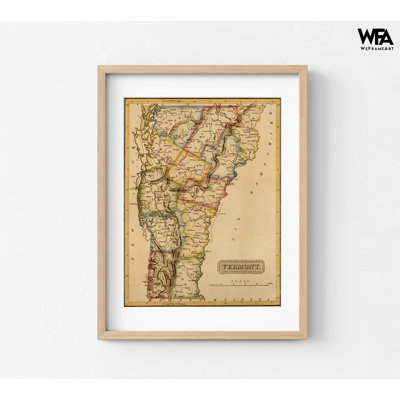 Vermont 1817 par cartes anciennes, décor historique de maison des États-Unis, affiche de l'histoire des États-Unis, vieille carte du Vermont, décoration murale Vermont, bibliothèque scolaire