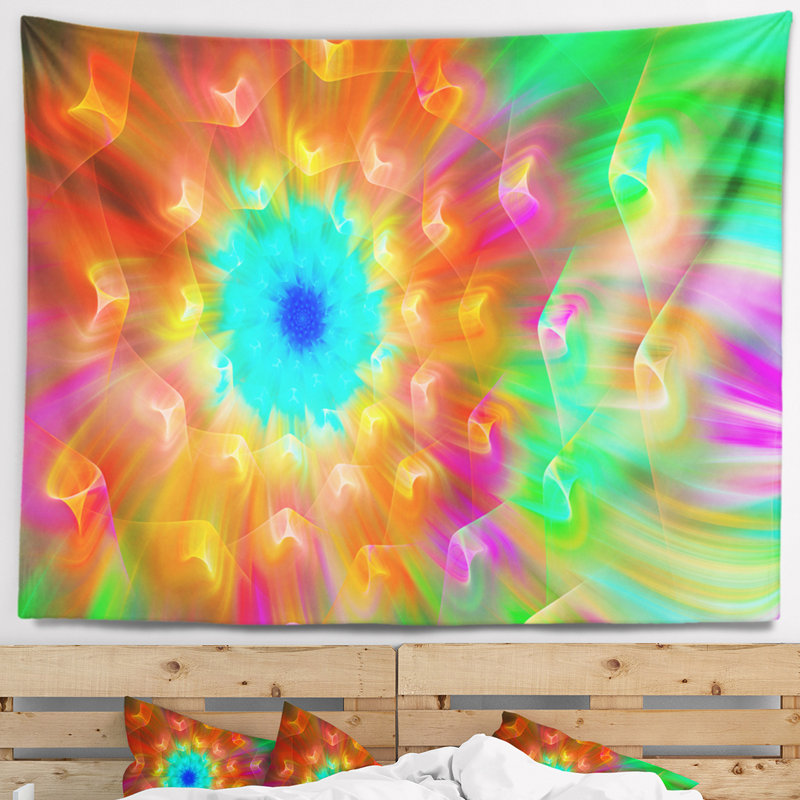 Tapisserie florale avec pétales multicolores, H 78 po x l 92 po
