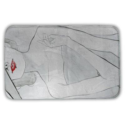 Woman with hat Bath Mat with Non-Slip Backing - Quick Dry Memory Foam Bathroom Rug - Absorbent - Modern Plush Spa-Style - Machine Washable