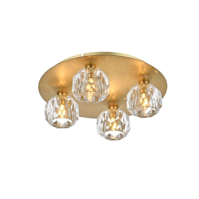 Craney Crystal Flush Mount, Gold, 4 Lights, 4" H x 14" W x 14" D