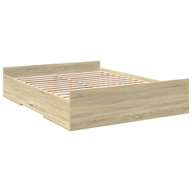 Peltz Bed, Sonoma Oak, European Kingsize (160 x 200cm)