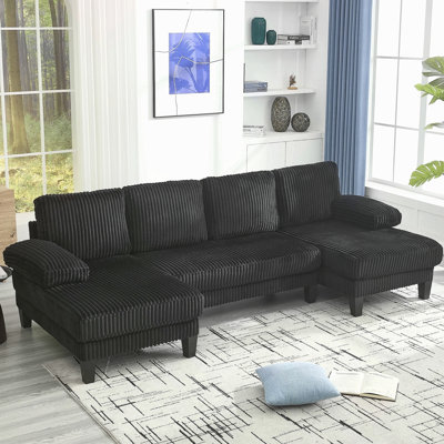 U-Shaped Couch With Oversized Seat,4-Seat Sofa With Double Chaise,Comfortable And Spacious Indoor Furniture For Living Room,Apartment