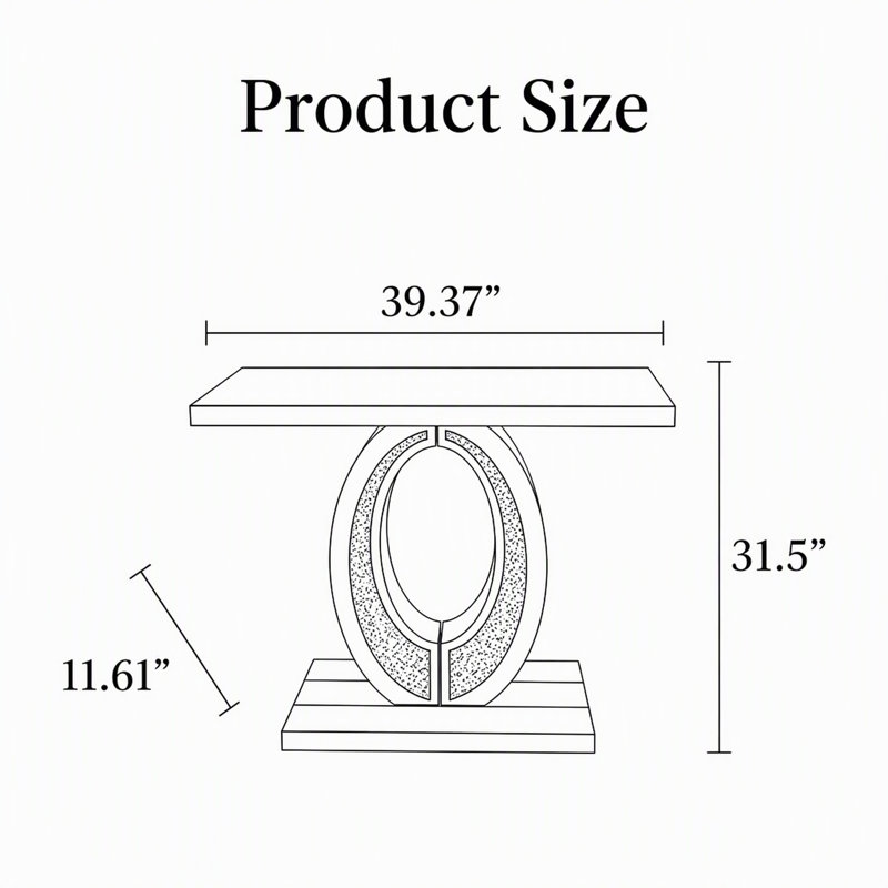 Table d'appoint artisanale en miroir avec incrustation de diamant concassé
