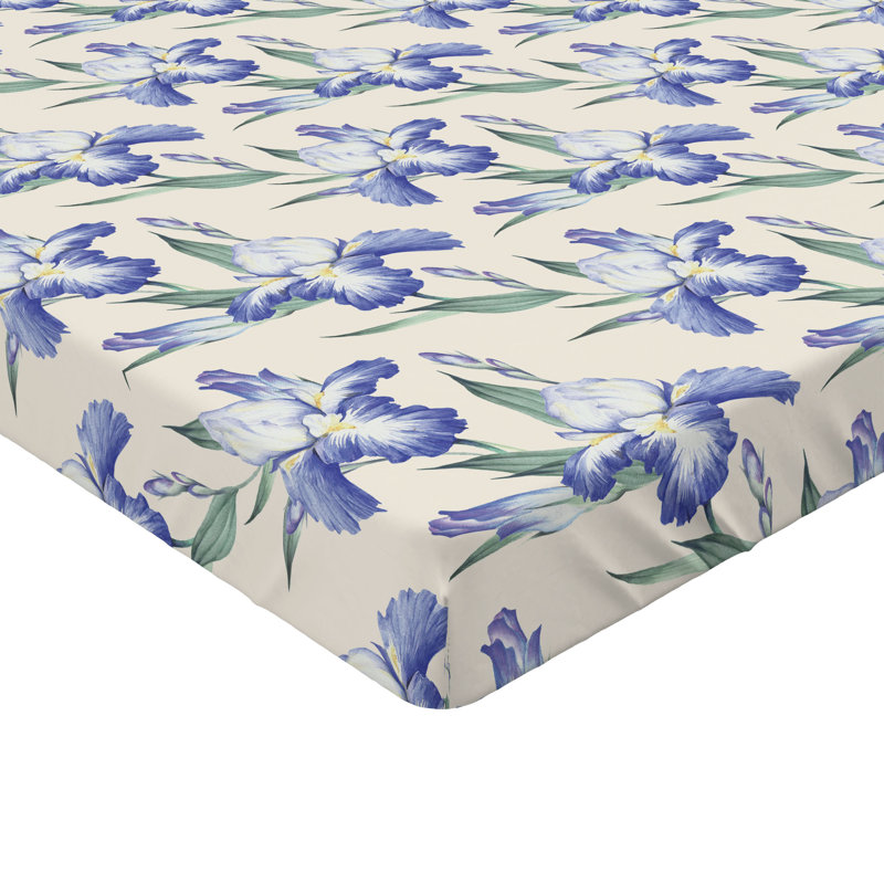 Ambesonne Nature Fitted Sheet Leaves Botanical Style Art, California King Fitted Sheet, Laurel Green/Ceil Blue Floral