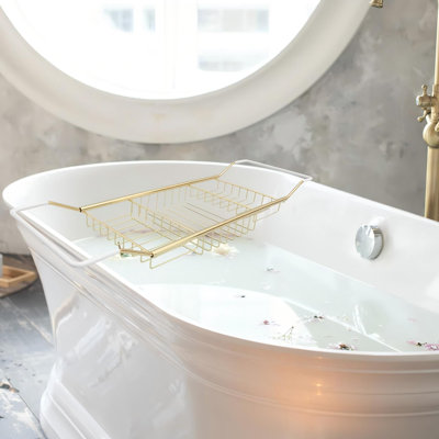 Shower Tub Tray,Extendable Bathtub Tray (Golden)