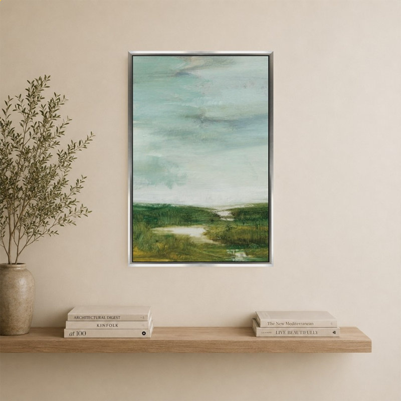 «The Path of Water» par Julia Purinton - Impression sur toile, 40" H x 28" W, Silver
