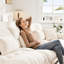 Élégant salon modulaire - canapé surdimensionné en U surdimensionné en chenille blanc, 2 repose-pieds, canapé à assise profonde avec