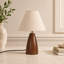 Lampe de table en noyer, lampe de chevet H 13,2 po avec abat-jour en tissu, interrupteur en ligne à 3 voies et ampoule E26 chaude incluse