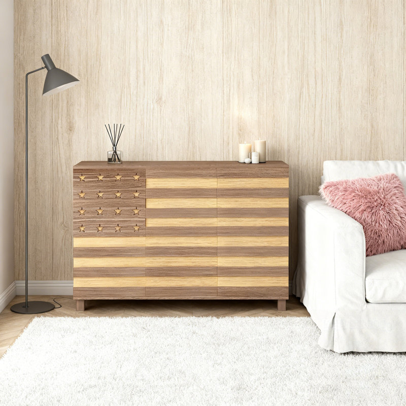 Wooden Accent Cabinet With 2 Drawers And 3 Doors, Brown