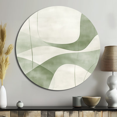 Contemporary Flow I - Green Arcs - Abstract Round Metal Wall Decor