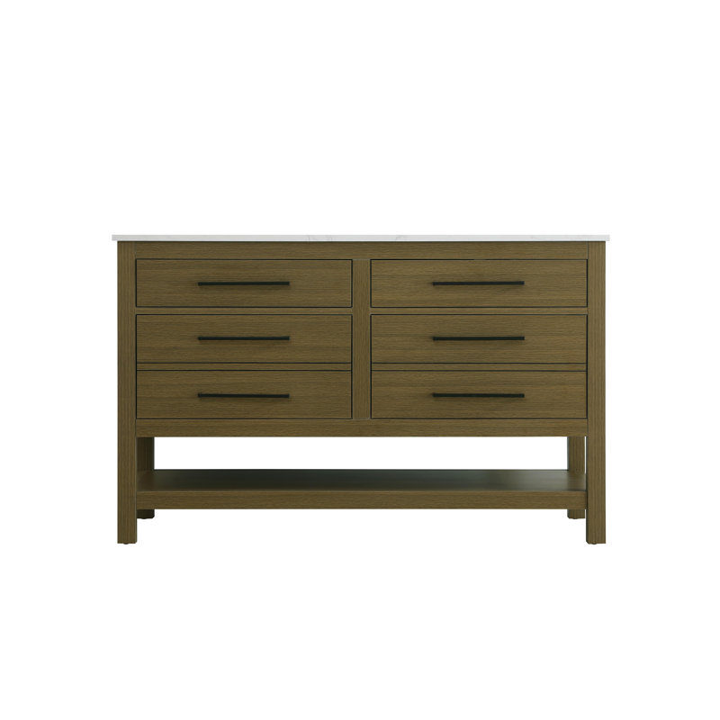Meuble-lavabo double 54 po_Moderne_VF60554, Brun châtaigne