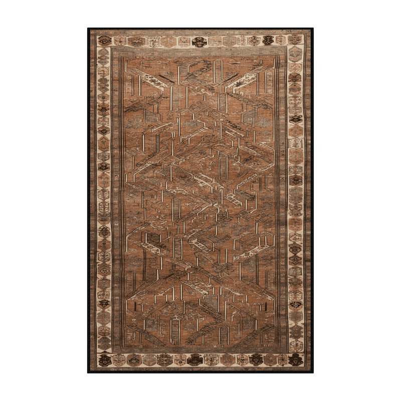 Tapis brun turc lavable à la machine, Rectangle de 5 pi x 8 pi