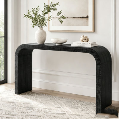 52" Wood Console Table with Curved Edge
