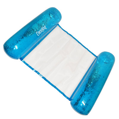 CocoNut Float: Pink Glitter Hammock Pool Lounger - 49" x 30" Inflatable Drifter, Exercise Saddle & Relaxation Chair