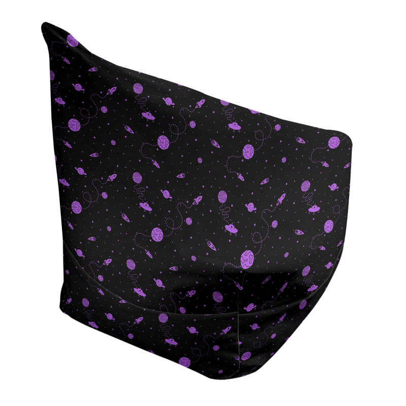 Sac de pois Leffel, H 38 po x L 42 po x P 29 po, Pouf fauteuil, Noir / mauve