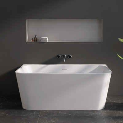 Tidal 59'' Wall-Mount Tub Acrylic Soaking Bathtub