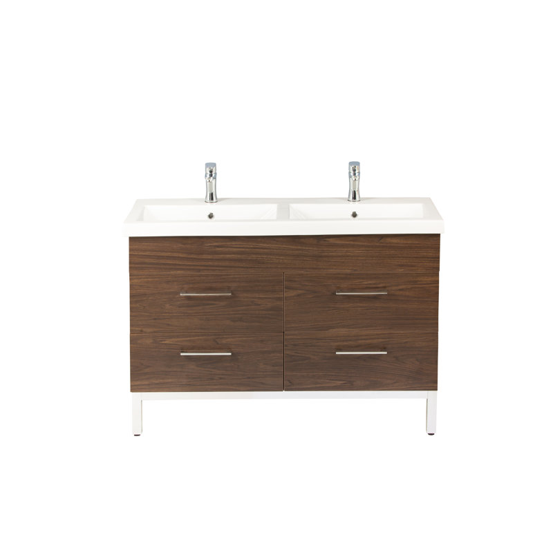 Meuble-lavabo double 47 po Hadreas, Noyer américain