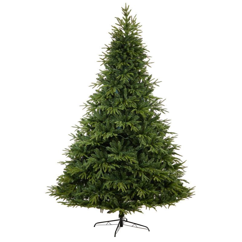 Green Lighted Artificial Fir Christmas Tree, 9' H