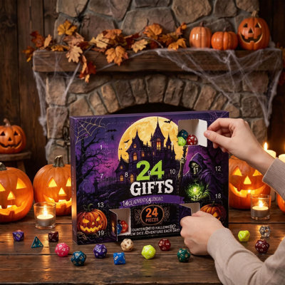 Décorations d'Halloween, dés d'Halloween, calendrier de l'Avent, boîte surprise, compte à rebours de 24 jours, jeu de dés créatif pour les fêtes, cadeau de dés