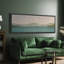 «Coastal Beach Minimal Landscape Serenity On The Lake A Panoramic View», reproduction d'art sur toile-98041982-111375504