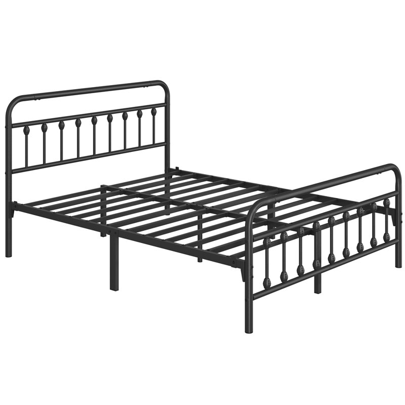 Metal Bed Frame with Vintage Headboard, Kingsize (5'), Black