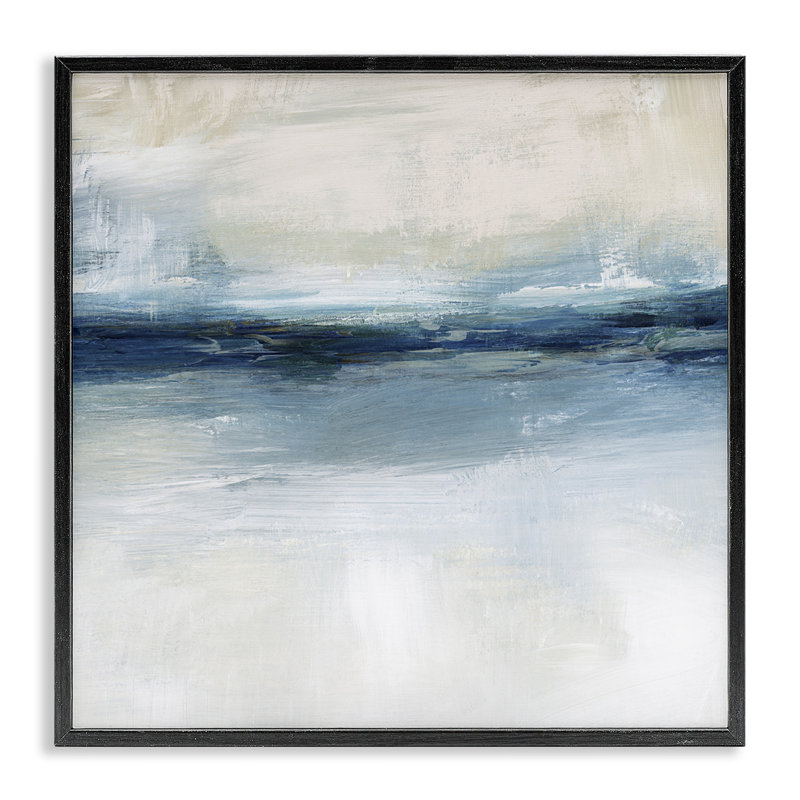 Horizon maritime intemporel nautique et sombre, H 17 po x l 17 po, Giclée encadrée noir minuit