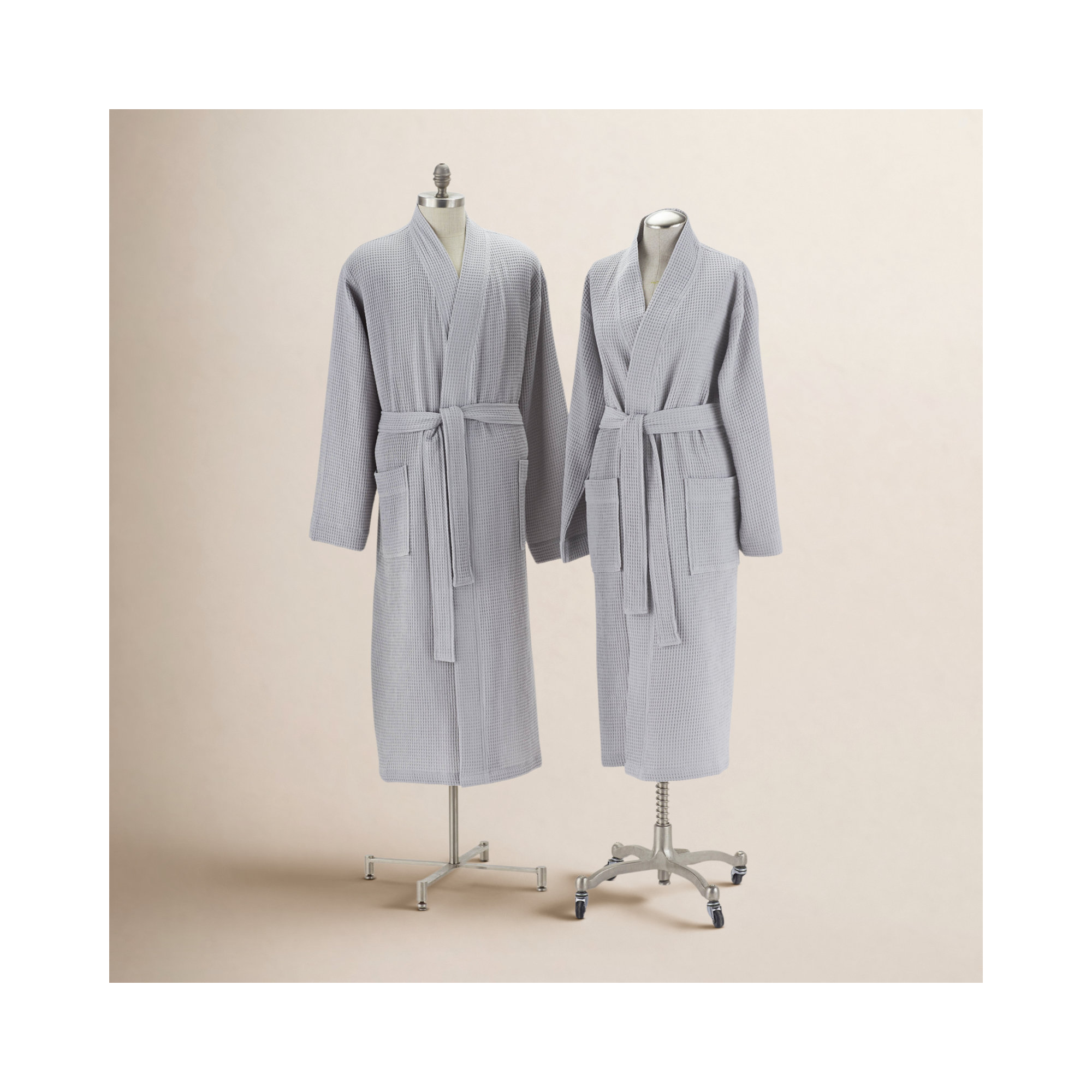 Unisex Organic Waffle Robe, Fog, Small/Medium