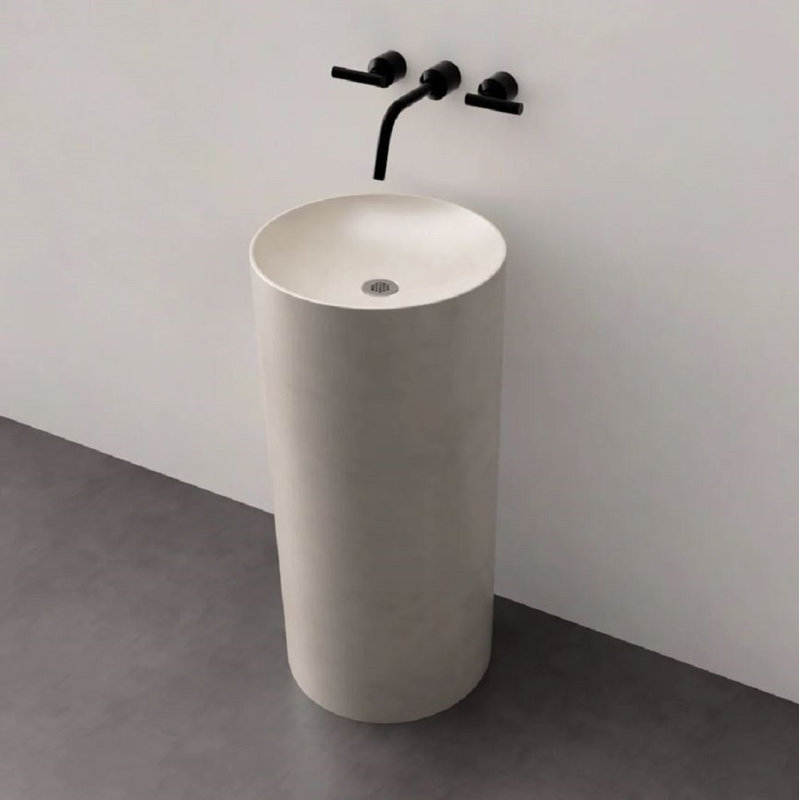 Trueform Concrete Rise 16'' Concrete Circular Bathroom Sink, Oil Rubbed Bronze, Linen