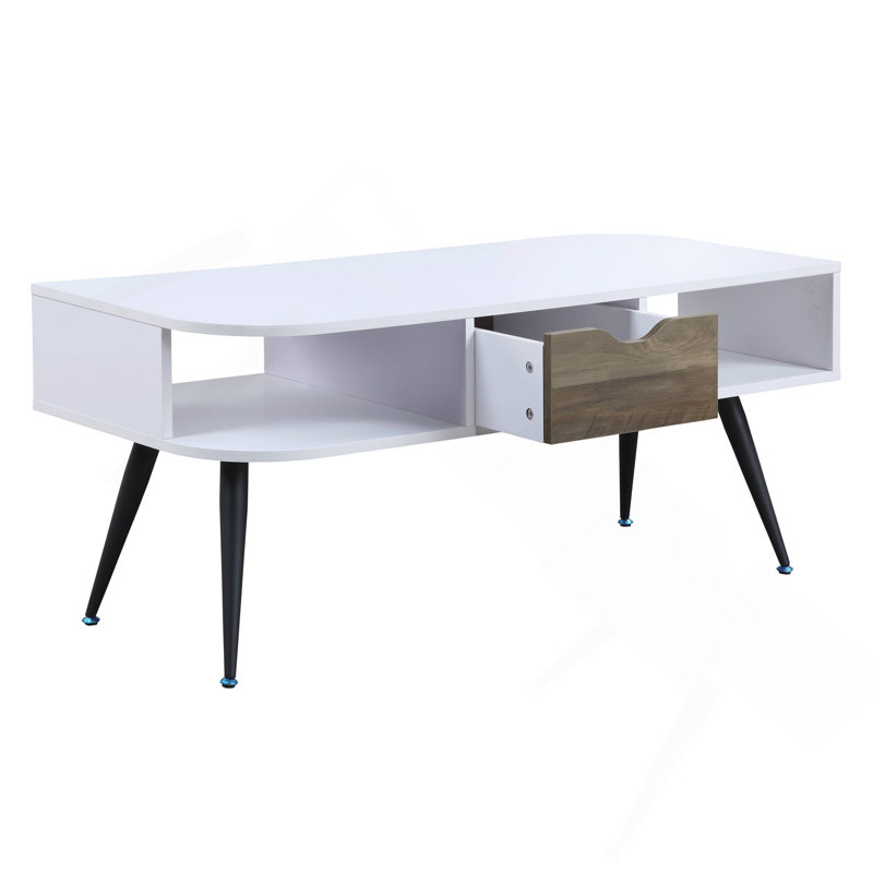 Table basse, finition blanche et noire Halima