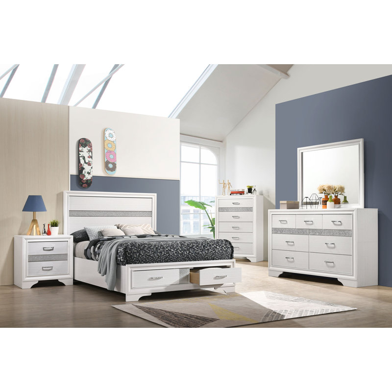Miranda 5-piece Full Bedroom Set White, White, Full