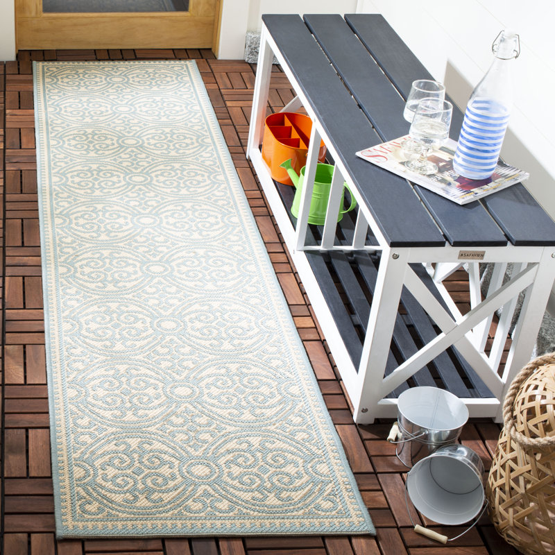 Kirtley Geometric Hand Woven Indoor / Outdoor Area Rug, Runner 61 x 244 cm