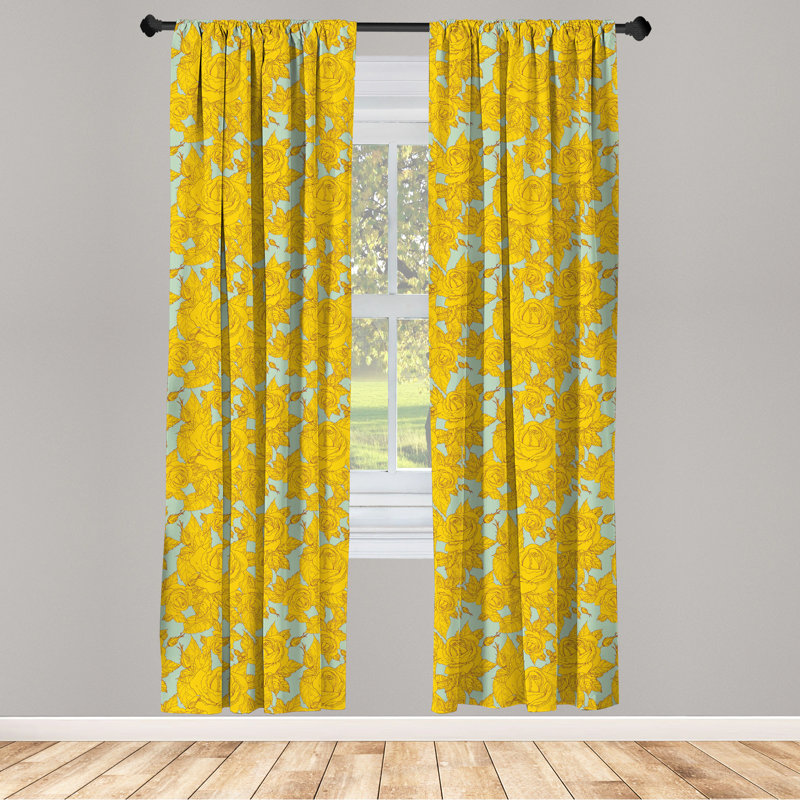 Braylene Botanical Mixed Semi-Sheer Rod Pocket Curtain Panels, 28" x 95"