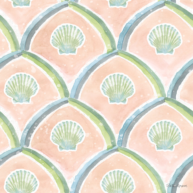 Watercolor Coast Pattern III par - on, H 12 po x l 12 po, Non, Imprimé à cadre argenté