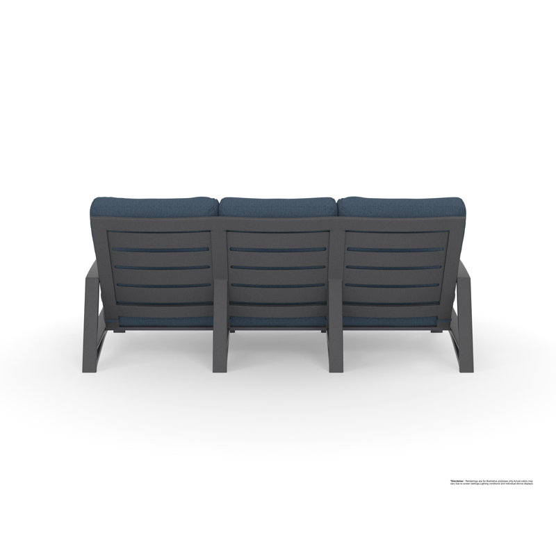 Arc Outdoor 3 - Seat Patio Sofa, Trax Burgundy, Graphite