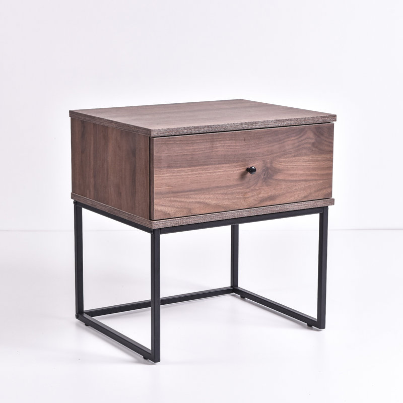muir 50.2 cm W Bedside Table, Black/Columbia Walnut