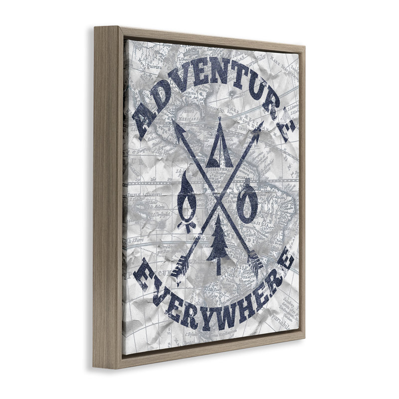 «Adventure Everywhere», art mural encadré flottant par Elizabeth Medley, H 25 po x l 25 po, Cadre flottant noir de jais