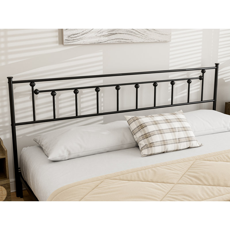 Metal Headboard - Adjustable Height - Only For Bedroom, Rustic Farmhouse Style, Attach Frame, Black, King