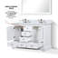 Meuble-lavabo double blanc 48 po L, mécanisme de fermeture en douceur pour une utilisation silencieuse, deux armoires, six tiroirs et une tablette, évier en contreplaqué de bois massif assemblé avec contreplaqué x P 22 po avec rangement fermé, ouvert