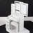 Small Size Left Bedside Cabinet Vanity Table + Cushioned Stool, Large Sliding, Touch Control, Tri-Color Switching, Brightness Adjust LED Mirror, High Capacity Storage-854290373