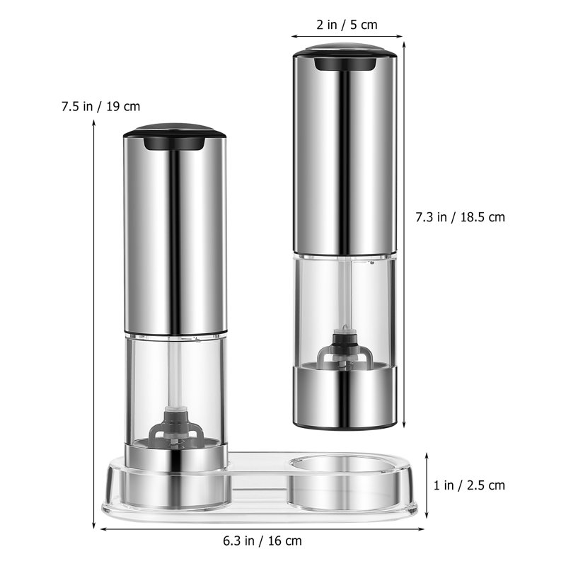 Ensemble de moulins à poivre et à sel avec moulin à poivre automatique 3,2 oz