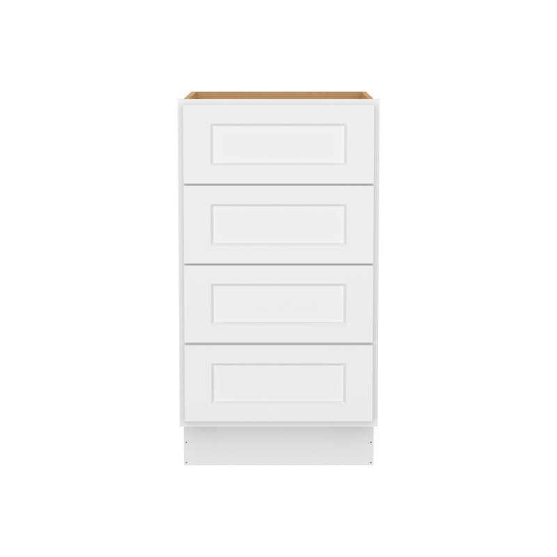 Meuble bas de cuisine à 4 tiroirs, à assembler soi-même, 61 cm de profondeur x 46 cm de largeur x 88 cm de hauteur, blanc