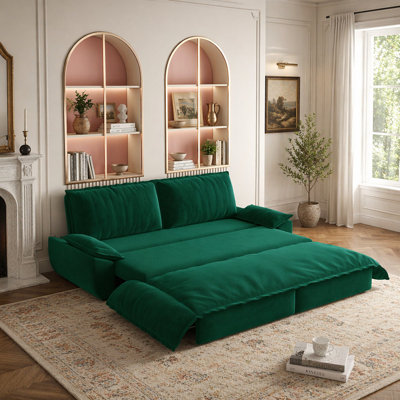 Canapé-lit escamotable de 73,2 po, canapé-lit convertible 3 en 1, causeuse en velours multifonctionnel