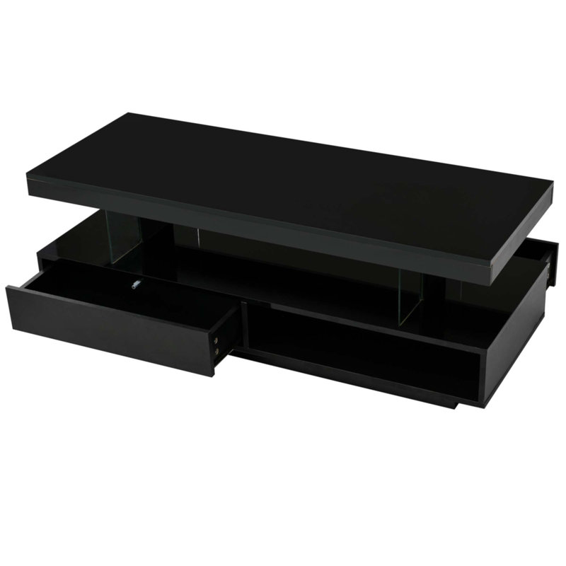 Table basse à DEL avec rangement, Noir