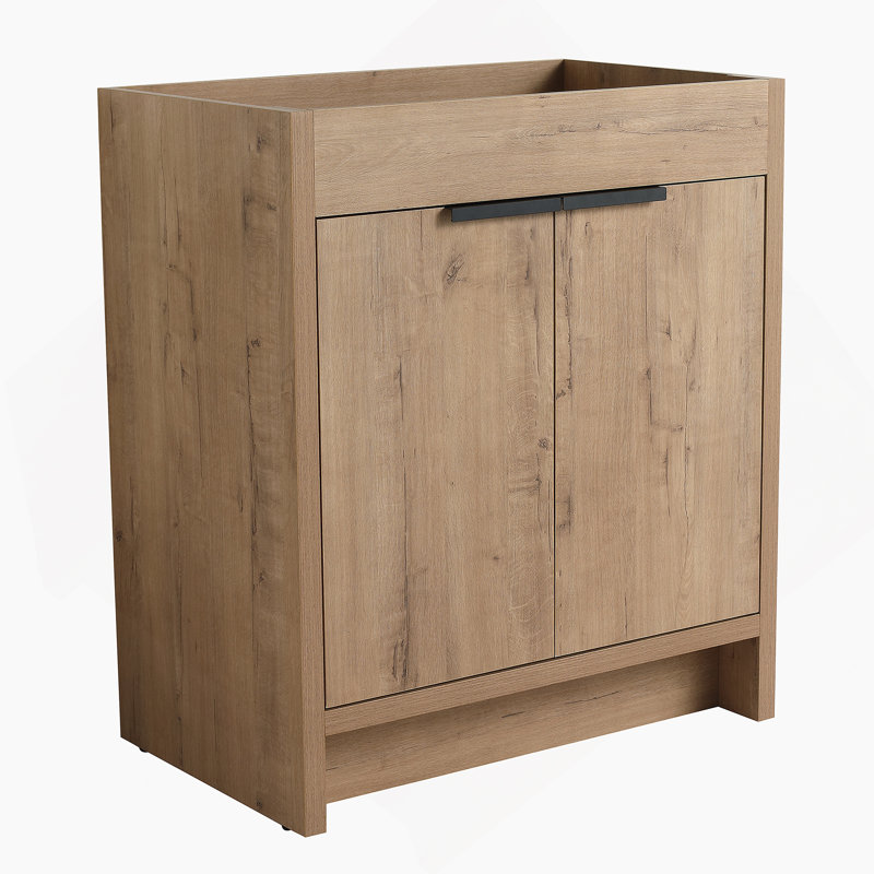 Armoire de salle de bain autoportante 30 po sans lavabo et 2 portes d'armoire à fermeture en douceur ((KD-PACKING), meuble-lavabo sans comptoir seulement) -BVB02430IMO