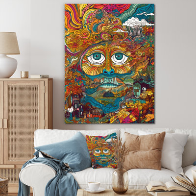 Symbole bouddhiste, yeux du dieu qui voit tout sur toile