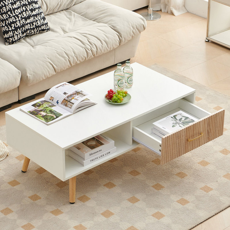 Table basse rectangulaire avec tiroir, table moderne