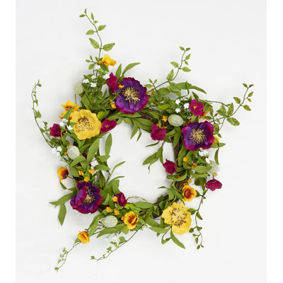 22" Mixed Flower Wreath with Pod on Natural Twig Base