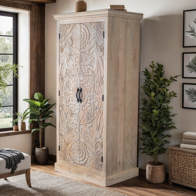 Wycomb Solid Wood Armoire, Light Brown